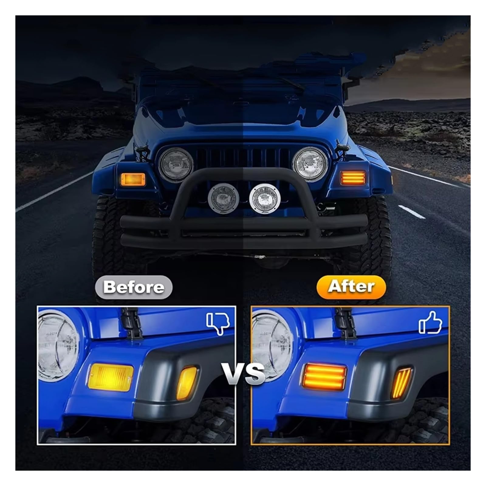 Intermitente Coche Para Jeep Para Wrangler Para TJ 1997-2006 Transparente Ámbar Lámpara Señal Giro Frontal LED Luz Marcador Guardabarros Lateral