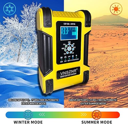 Miniatura 4 de LiFePO4 Cargador de batería de motocicleta 12V 12A24V 6A Cargador automático inteligente de reparación de pulso para LiFePO4, AGM, baterías de