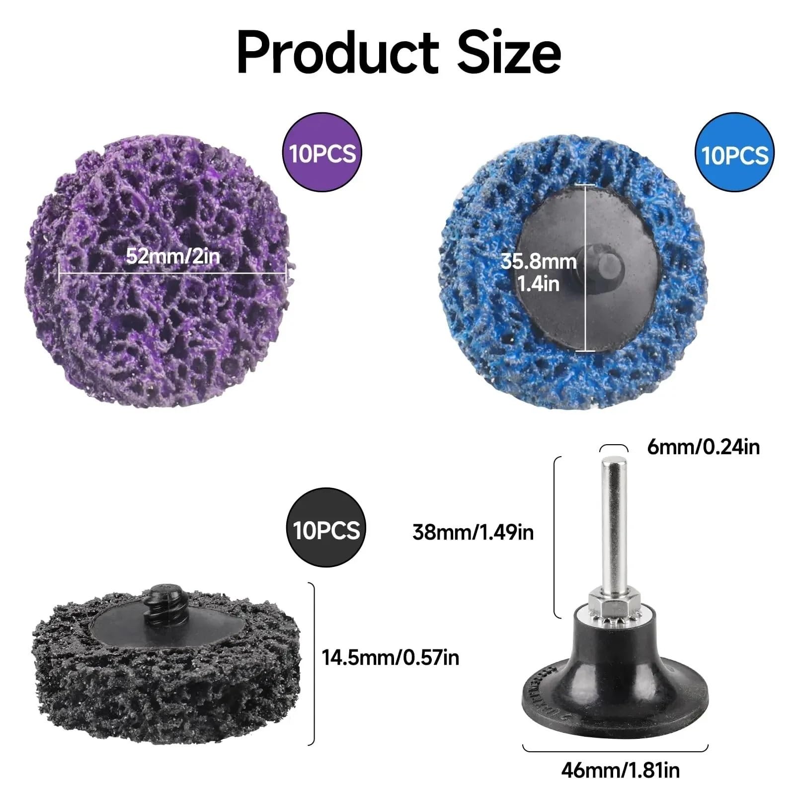 31pcs 2 Inch Strip Discs Set, 1/4" Shank Quick Change Abrasive Wheels for Drill Die Grinder, Surface Prep