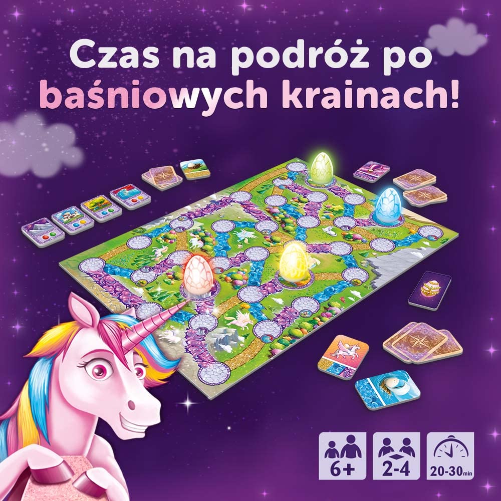 Trefl - Magajaja Unicorns - Rodzinna Gra Planszowa, Świecące Elektroniczne Jaja i Magnetyczne Żetony, Baśniowy Świat Jednorożców, Nowatorska Gra dla Dorosłych i Dzieci od 6 lat