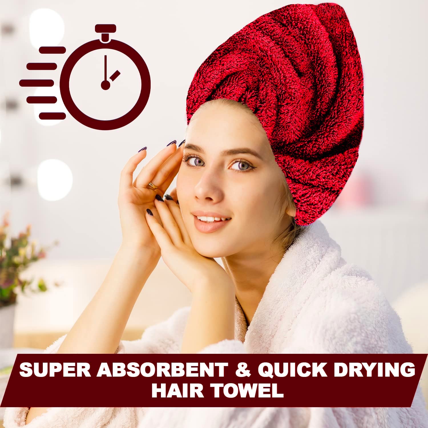 Towelogy® Quick Dry Large Bath Towels Set Egyptian Cotton Ring Spun Premium Hotel Quality Super Absorbent Bathroom Towel 70x125cm (Red Wine - Image 4