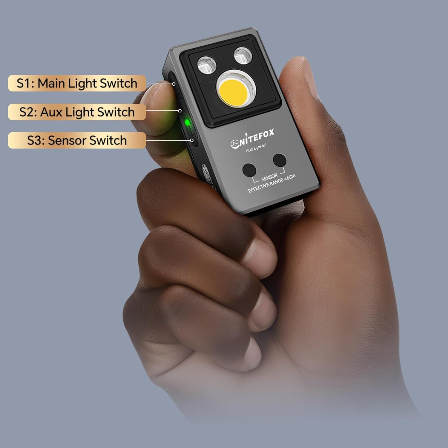 Clip-on Light EDC Flashlight Multi-Purpose Clip Light, 5 Light Sources White Red Blue RGB UV Lights All in One, Strong Clip Magnetic Sensor Hands Free for Outdoor Indoor Portable Lighting