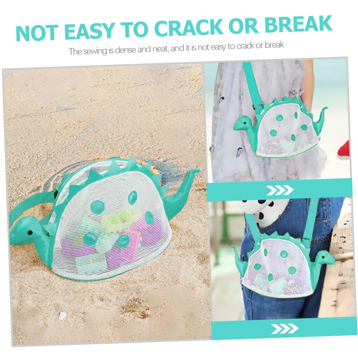 BESPORTBLE Dinosaur Mesh Beach Bag Toys Storage for Boys and Girls Mesh Toy Bag Lightweight Essentials for Beach Fun