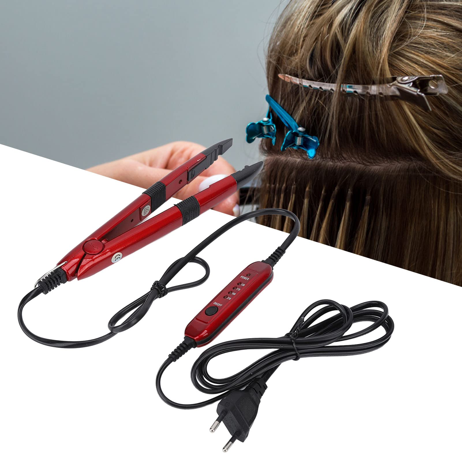 Yosoo Health Gear Pince chauffante pour extensions de cheveux naturels avec feuille d'isolation thermique, température constante, 220-240 V