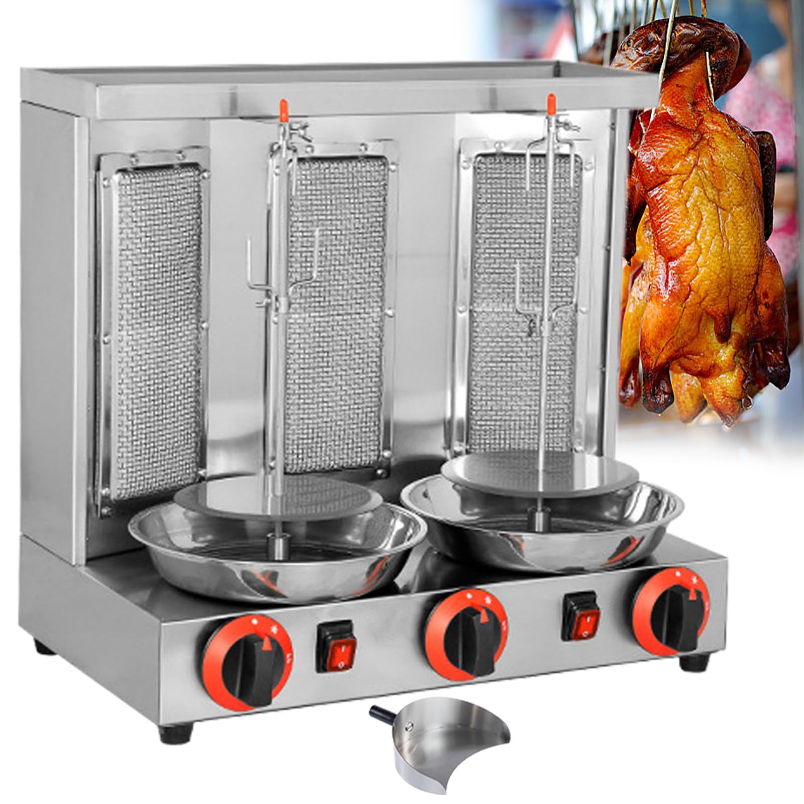 Máquina de Shawarma con Asador Vertical, Máquina de Shawarma a Gas, Parrilla Giratoria, Parrilla para Shawarma, Horno Asador, Máquina Asadora de Pollos