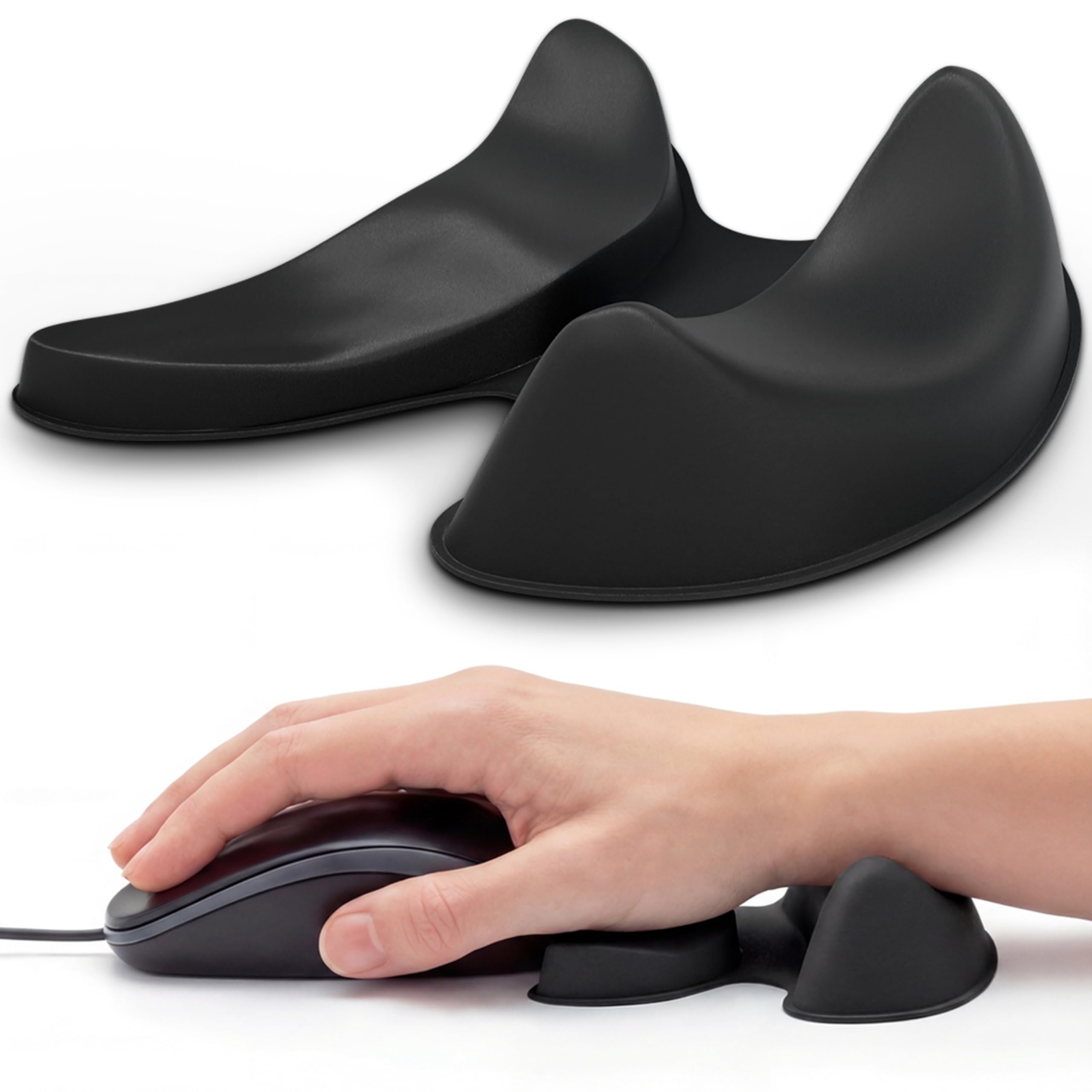 Ergonomiczna podkładka pod mysz na biurko, podkładka pod mysz, podparcie nadgarstka, gładka zakrzywiona konstrukcja, odporna na zarysowania, do gier, biura lub użytku domowego, czarna