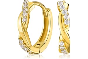14K Twisted Gold Hoop Earrings for Women Girls