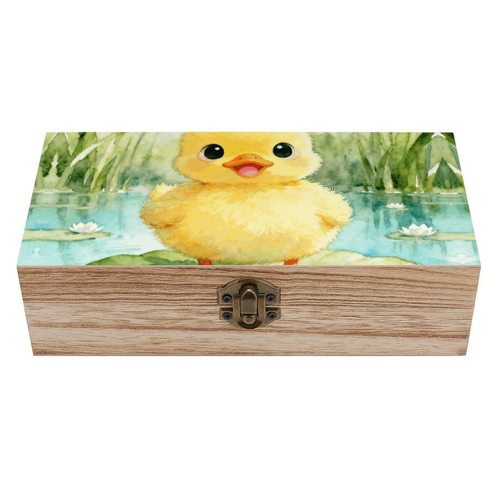 LZQPOEAS Cute Duck Spirit Wooden Storage Box Small Decorative Box with Hinged Lid Handmade Elegant Keepsake Storage Box for Jewelry, Photos, Trinkets, Letter Gifts, Small Heirlooms