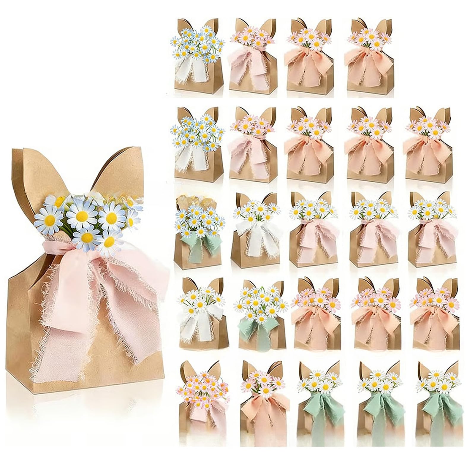 JTQYFI 12/24 Piece Modern Simple Design Parties Treats Bag Colorful Candy Bags for Easter Eggs Hunt and Seasonal Celebration Present Bags