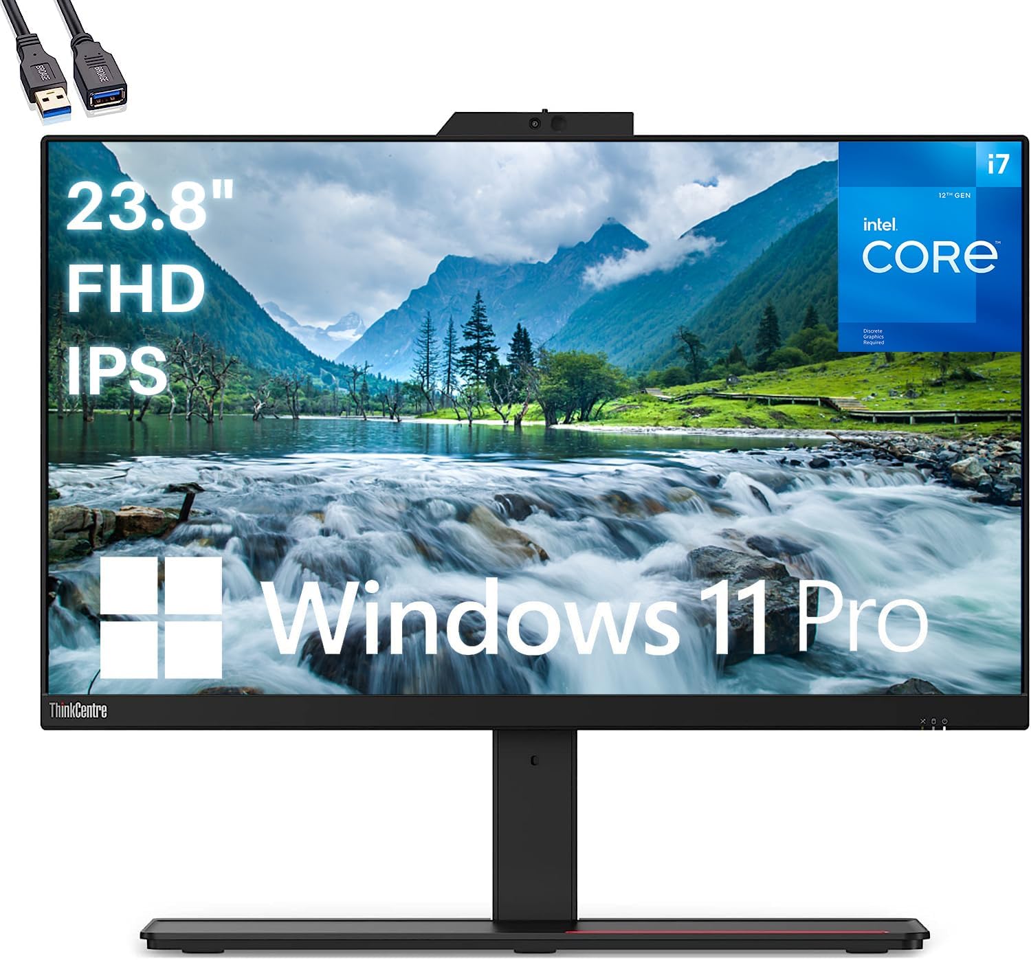 Lenovo ThinkCentre M90a Business All-in-One Desktop, 23.8" FHD IPS Anti-Glare, Intel Core i7-10700 up to 4.8GHz, 16GB DDR4 RAM, 1TB SSD, Bluetooth 5.1, 1080P Webcam, Black, Windows 11 Pro