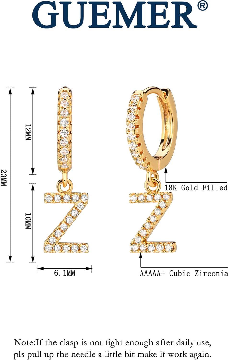 Gold Initial Earring 14K Gold Plated Dainty Tiny Diamond Cubic Zirconia Inlay Alphabet Letter Charm Drop Dangle Huggie Hoop Earrings Delicate Jewelry - Image 5