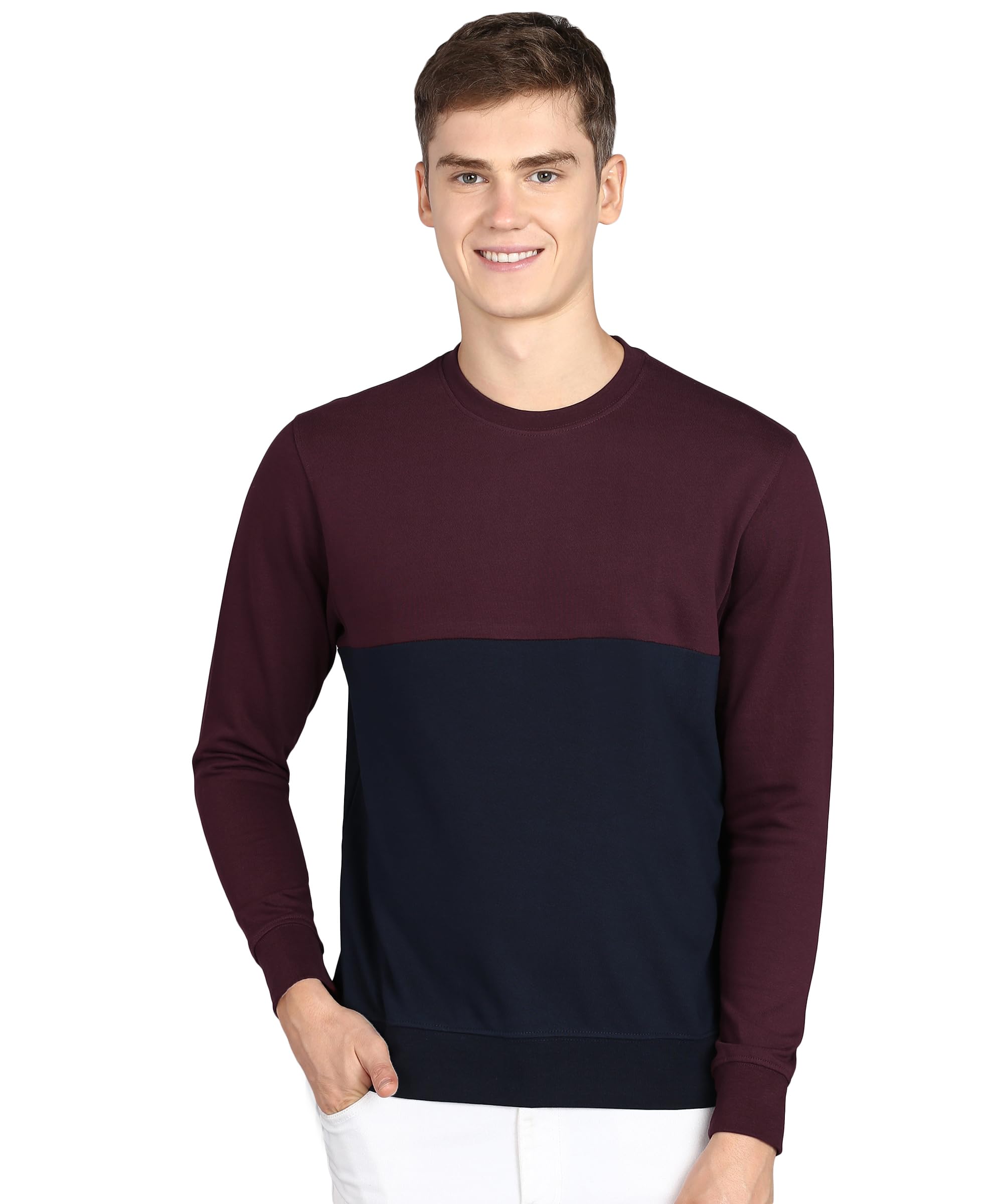 Alan Jones ClothingMen's Crew Neck Colorblock Pure Cotton Sweatshirt