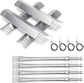 GFTIME 16 3/4" Stainless Steel Burner Pipe Tube, 16 1/8" Heat Plate Shield Tent, Igniter Electrode Repair Kit Replacement for Kitchen Aid 720-0745, 720-0733A, 720-0745B 4 Burner Gas Grill