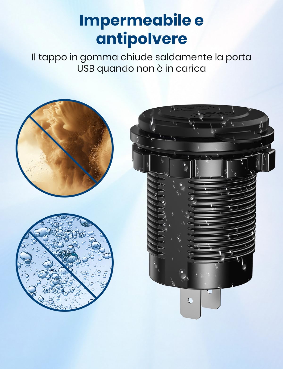 Adattatore USB-C per Accendisigari 15,5W - Presa Auto 12V/24V, 5V/1A & 5V/2,1A PD - Caricatore per iPhone, Samsung Galaxy, Huawei, Xiaomi, Sony con Spia Luminosa Blu (15.5W PD+USB)