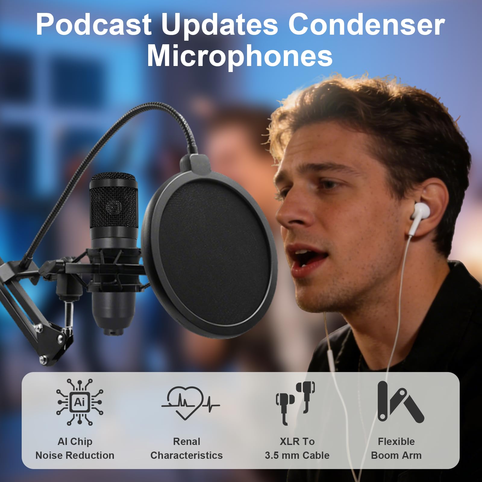 Juego de micrófono para podcast, controlador DJ y micrófono BM800, micrófono para juegos con brazo, kit de mezcla de audio con tarjeta de sonido para streaming, podcasting, grabación