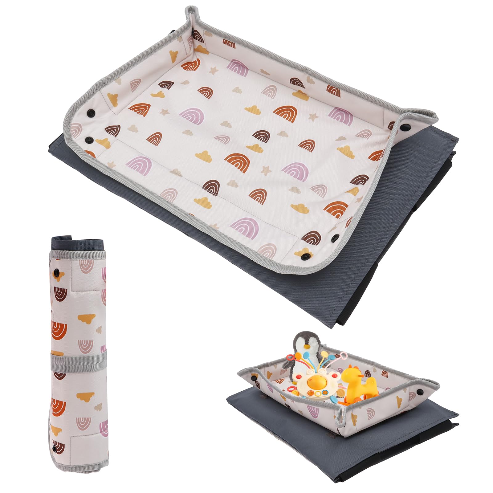 Airplane Tray Table Cover, Foldable Travel Tray Organizer with Clear Touchscreen Sleeve, 44x30cm Polyester Airplane Trays, Portable Plane Travel Essentials for Fits Train Bus High Chair