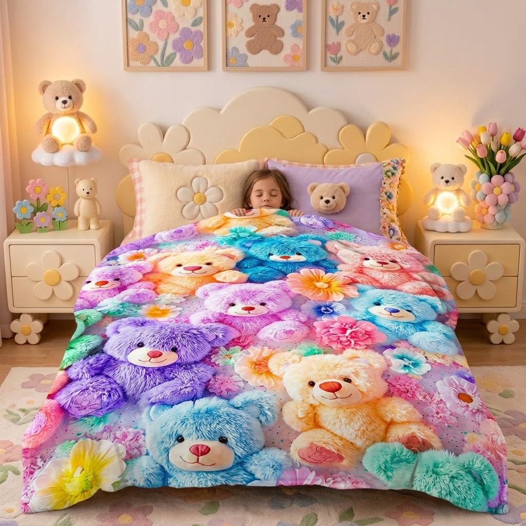 Cute Plush 3D Throw Teddy Blanket, Soft Fleece For Sofa Bed，E：150 * 200 cm — image 1