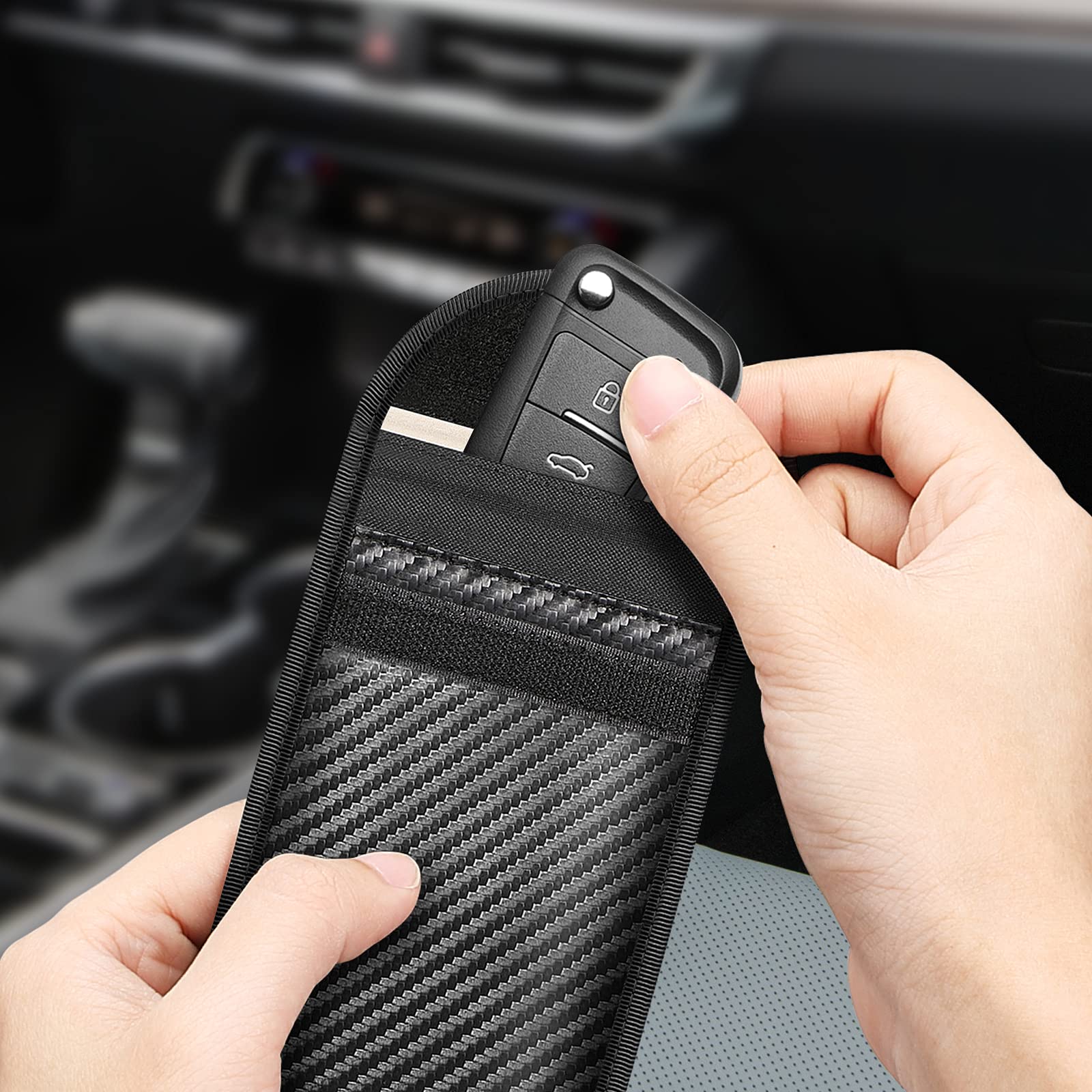 Fintie Keyless Go Custodia Antifurto Per Chiavi Auto RFID – 2 Pezzi, Con Moschettone, Blocca Il Segnale