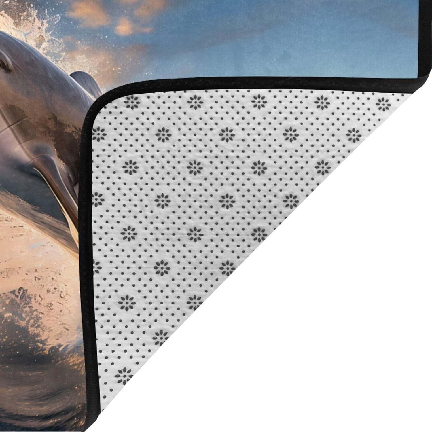 Jumping Dolphin Printed Floor mat 80x58 inches, Non-Slip Decorative Carpet for Bedroom and Living Room