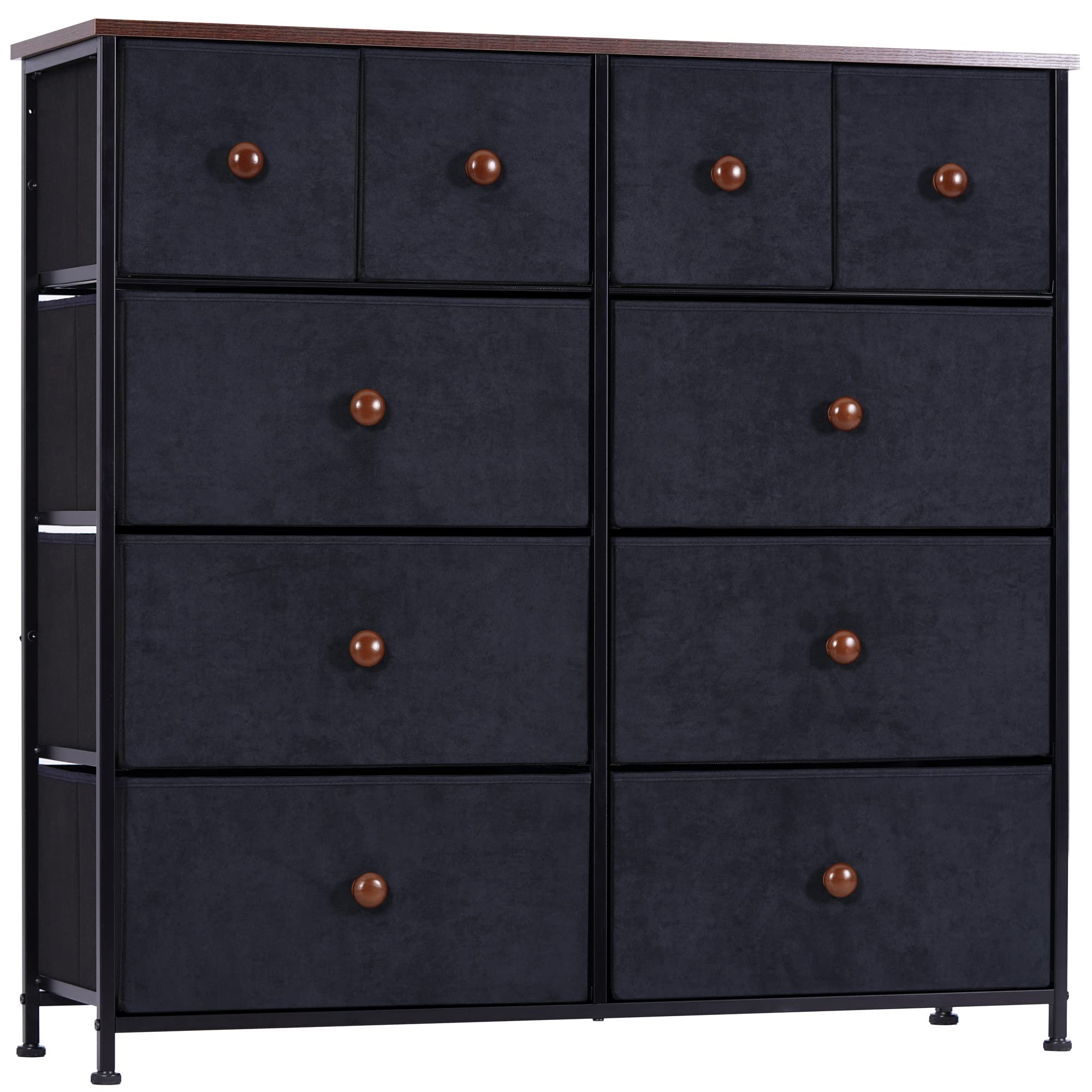 Buy AOPSEN 10Drawer Dresser, Tall Vertical Chest of Drawers with Sturdy Steel Frame, Wooden Top