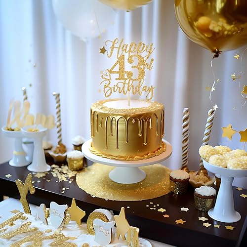 Miniatura 5 de Decoración para tartas de feliz cumpleaños número 43, decoraciones de cumpleaños 43, saludos a 43 años, Hello 43, suministros para fiesta de
