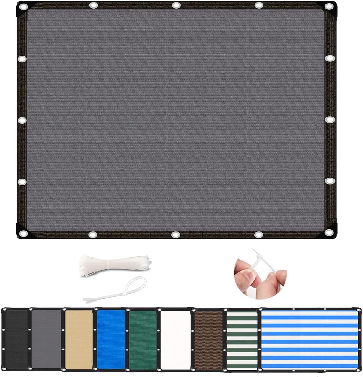 Garden Sun Screen Fabric Shade Net Outdoor Fence Netting Screening, Backyard, Patio, Balcony, Includes Cable Ties 8 Days Delivered 9 Colors 55 Sizes(Blue & White,3.3ft x19.7ft)