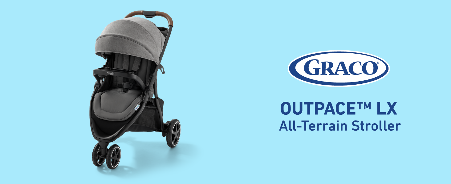 Graco Outpace LX All-Terrain 3-Wheel Baby Stroller, Cohen €” Compatible for Travel System, Easy One-Hand Fold, in-Seat Suspension for Comfortable Ride, Never-Flat Rubber Tires : Baby