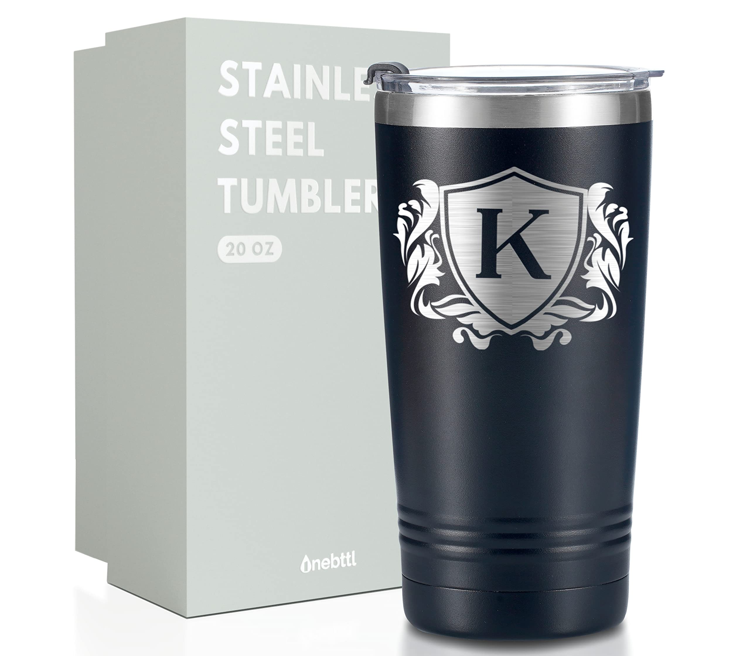 Onebttl Monogrammed Travel Tumbler Black K