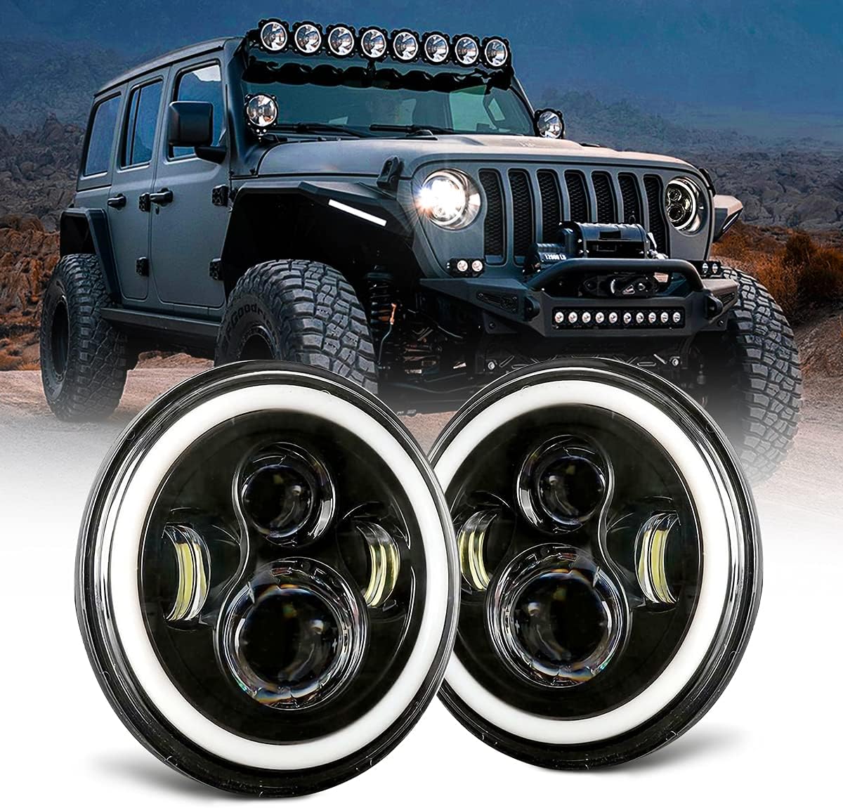 Jeep Wrangler Headlights Original 7 Inch Round LED Headlights With - Foto 5
