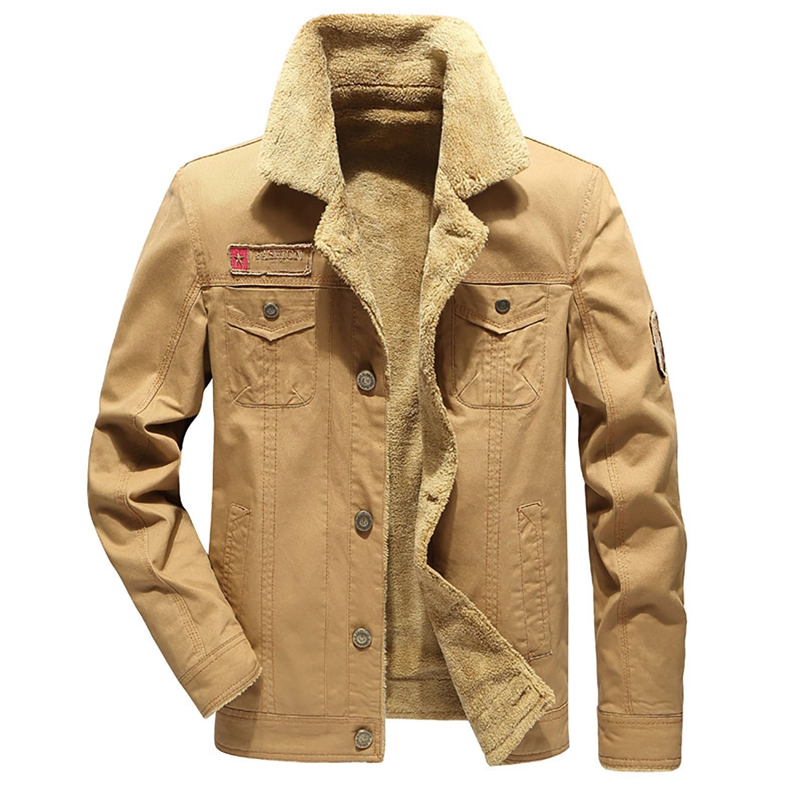 Chaquetas bomber con forro polar para hombre, cuello de solapa, ropa de combate, ropa militar, gruesa, cálida, cortavientos, ropa de abrigo, chaqueta térmica casual para hombre