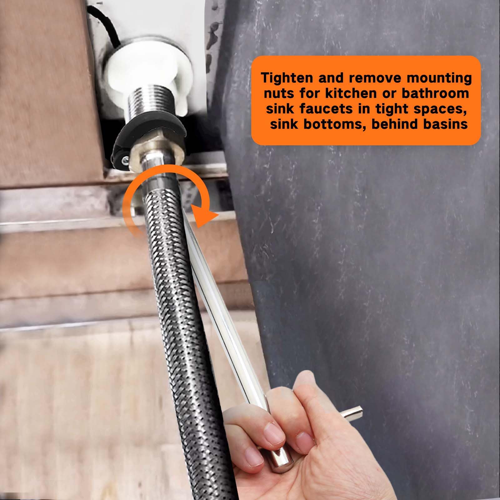 Llave de lavabo de 11 pulgadas con mandíbula ajustable de 3/8 pulgadas a 1-1/4 pulgadas, llave de grifo de fregadero para fijar tuercas traseras y de unión debajo del fregadero espacios