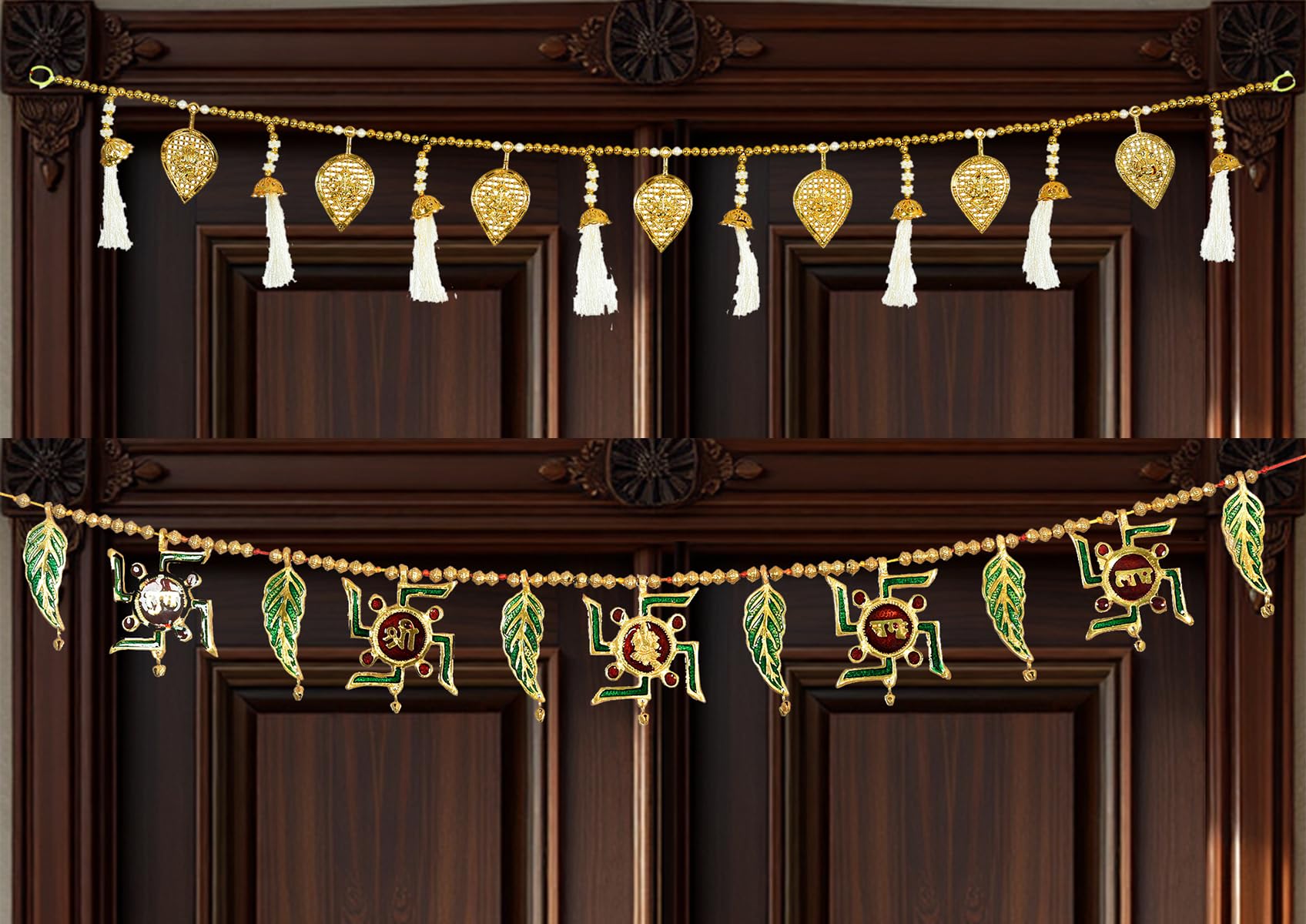 Metal Swastik Wall Door Hanging Toran, Door Hanging For Diwali Multicolor, 40 Inches