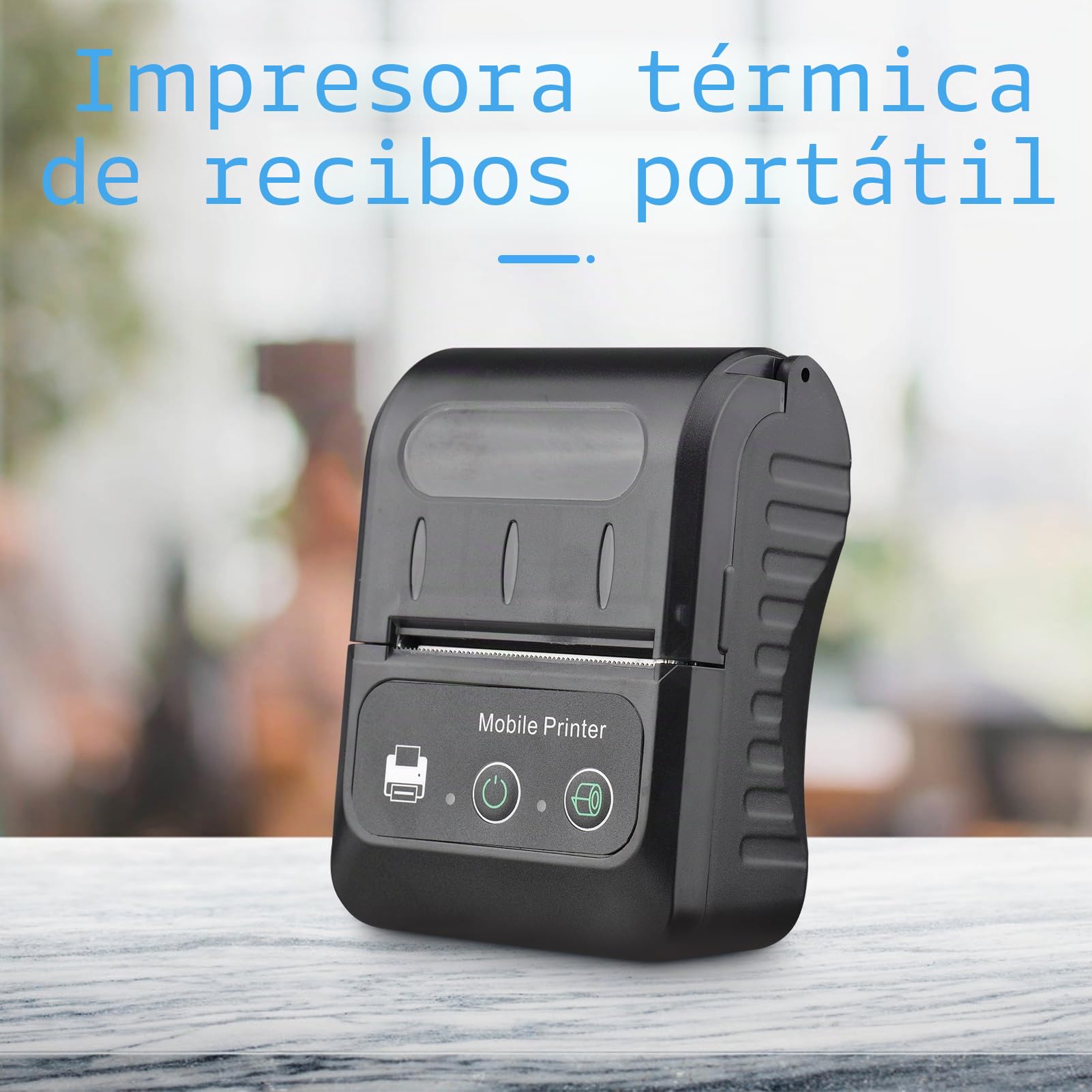 Impresora térmica de recibos portátil 58 mm mini 2 pulgadas 11 rollos papel térmico USB BT