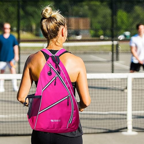 Vista 47 de ZOEA Bolsa de pickleball, bolsa deportiva de pickleball para mujeres y hombres, mochila de pickleball ajustable con gancho para cerca, soporte
