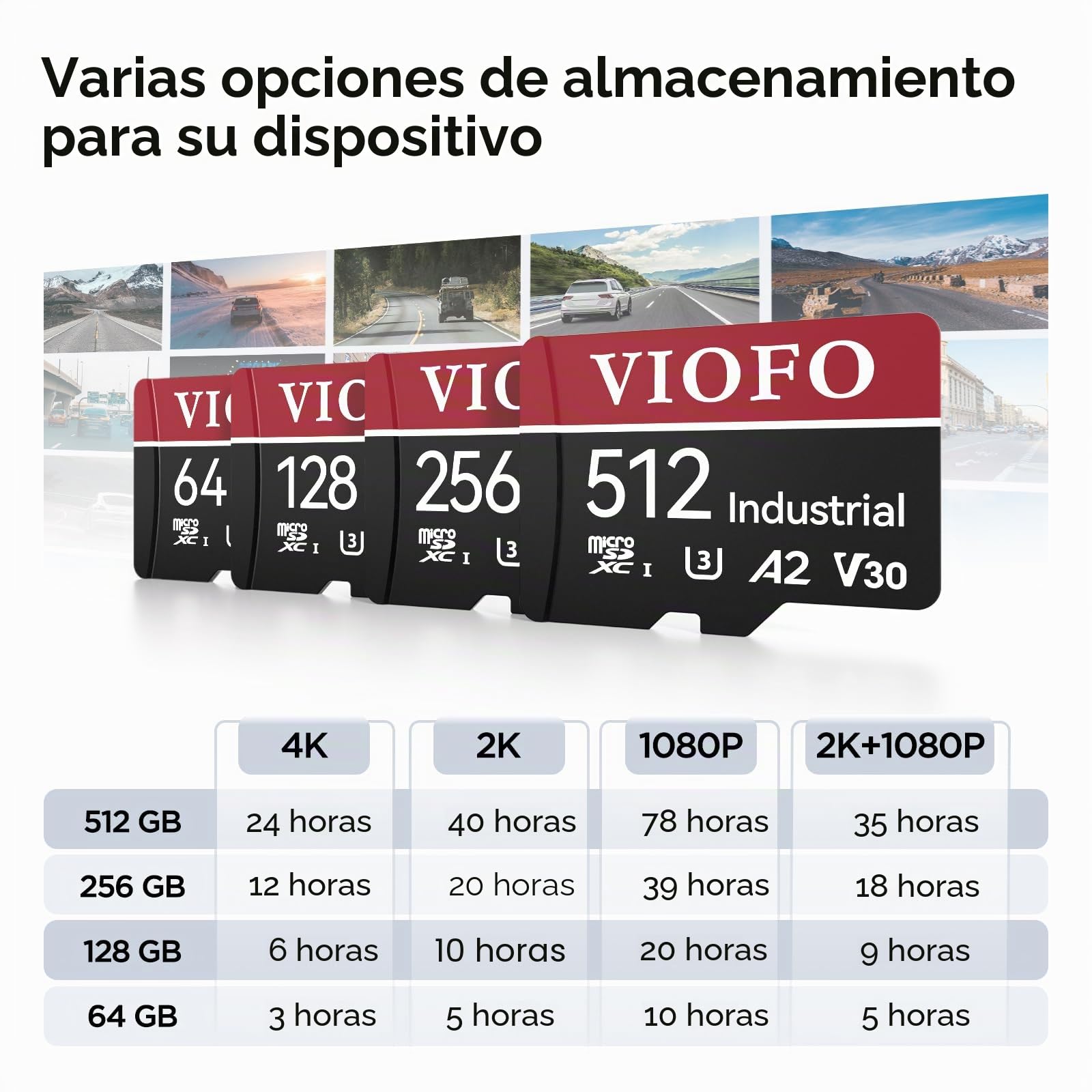 VIOFO Tarjeta de memoria de 256 GB, alta velocidad con adaptador U3, compatible con 4K WiFi Dashcam Auto Cámara