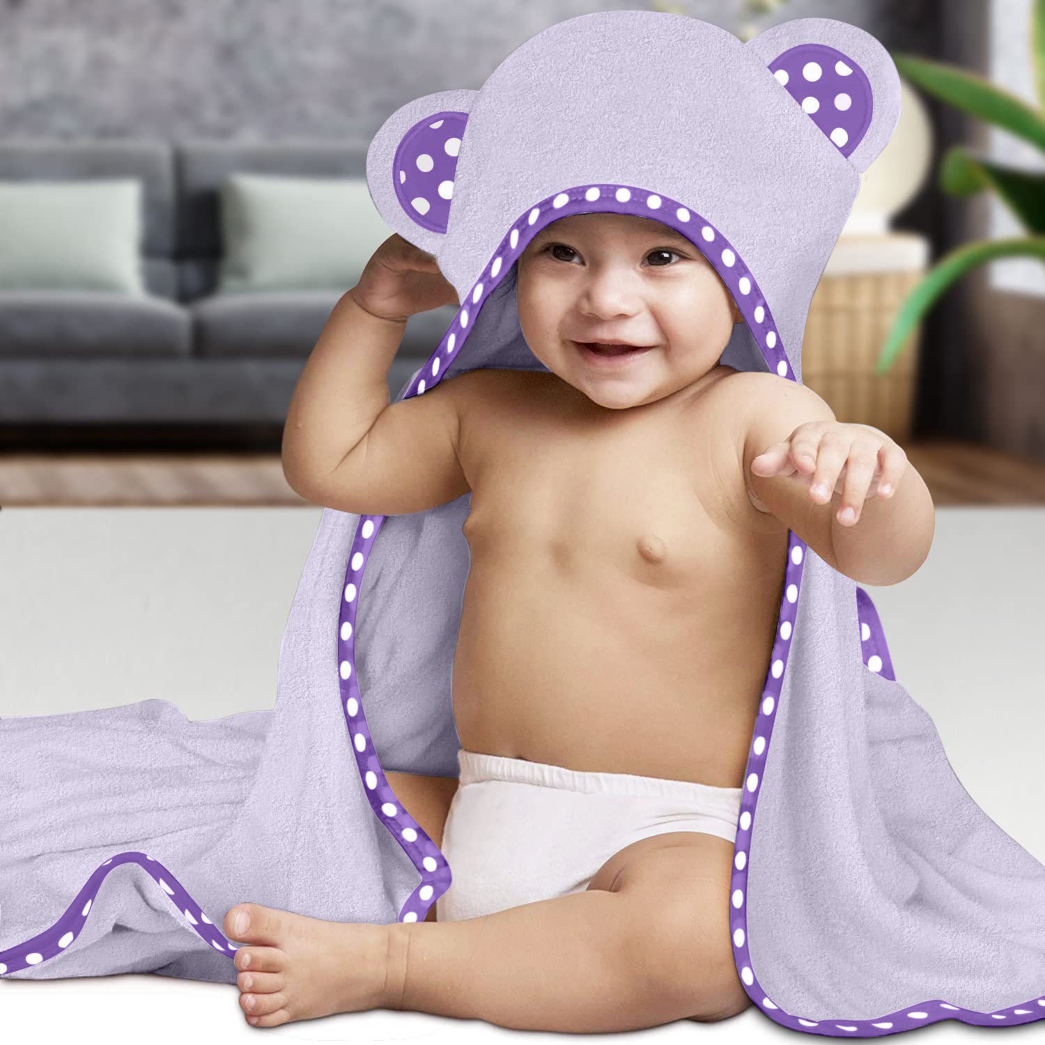 ZEYUMEE - Juego de 2 toallas de bebé con capucha de viscosa de bambú, color morado y rosa, lujosas, grandes y superabsorbentes, 30 x 30 pulgadas, suaves y adecuadas para bebés, niños pequeños y niños