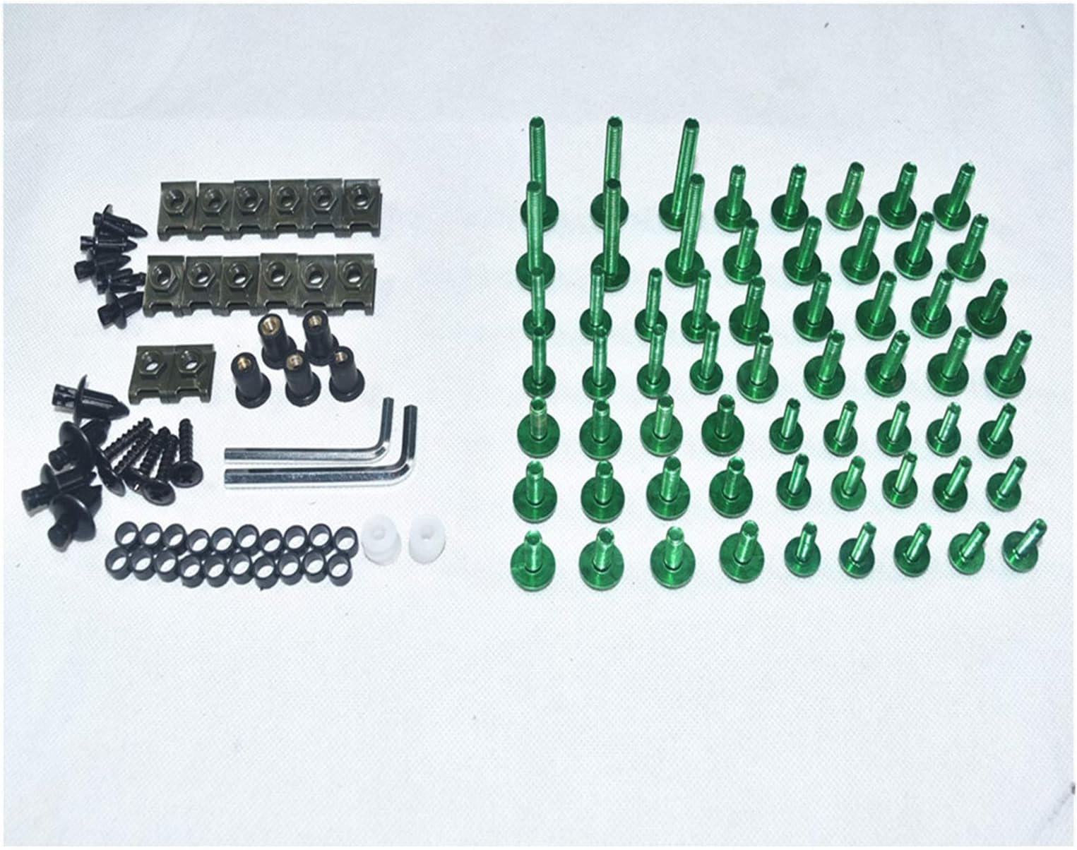 XIAOZHIWEN Motorcycle Complete Fairing Bolts Kit Bodywork Screws For HYOSUNG GT650R 2006-2009 (Color : Green)