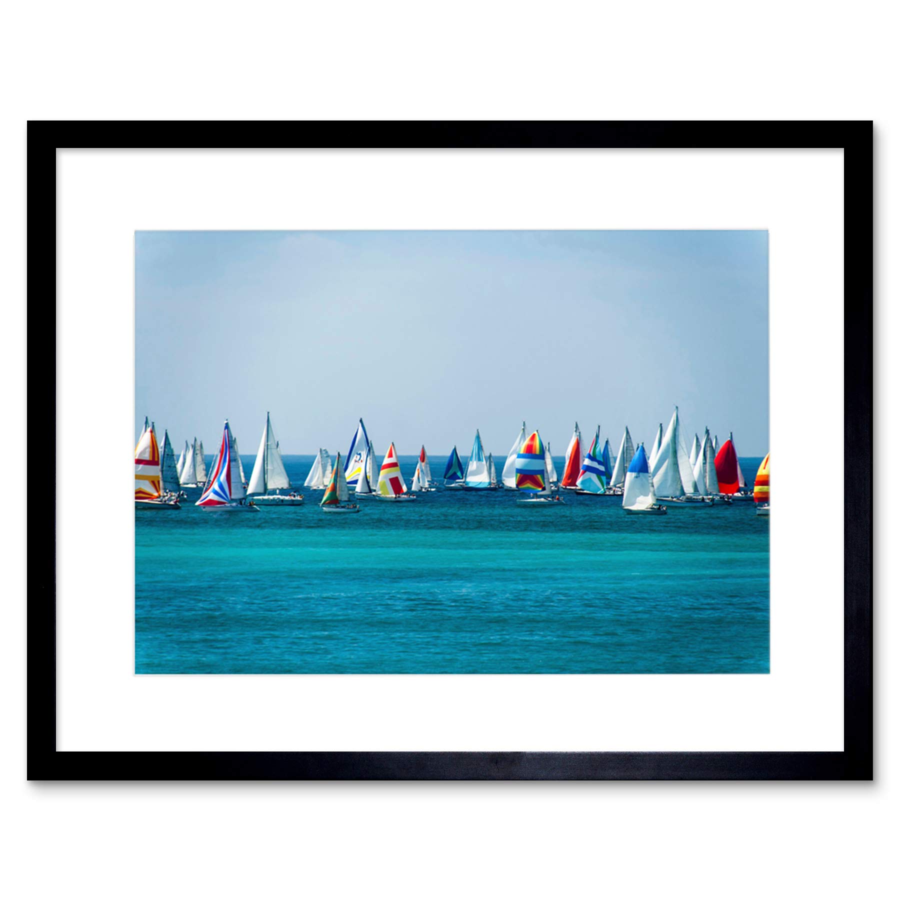 Wee Blue Coo Sailing Boats Sea Colourful Art Framed Wall Art Print