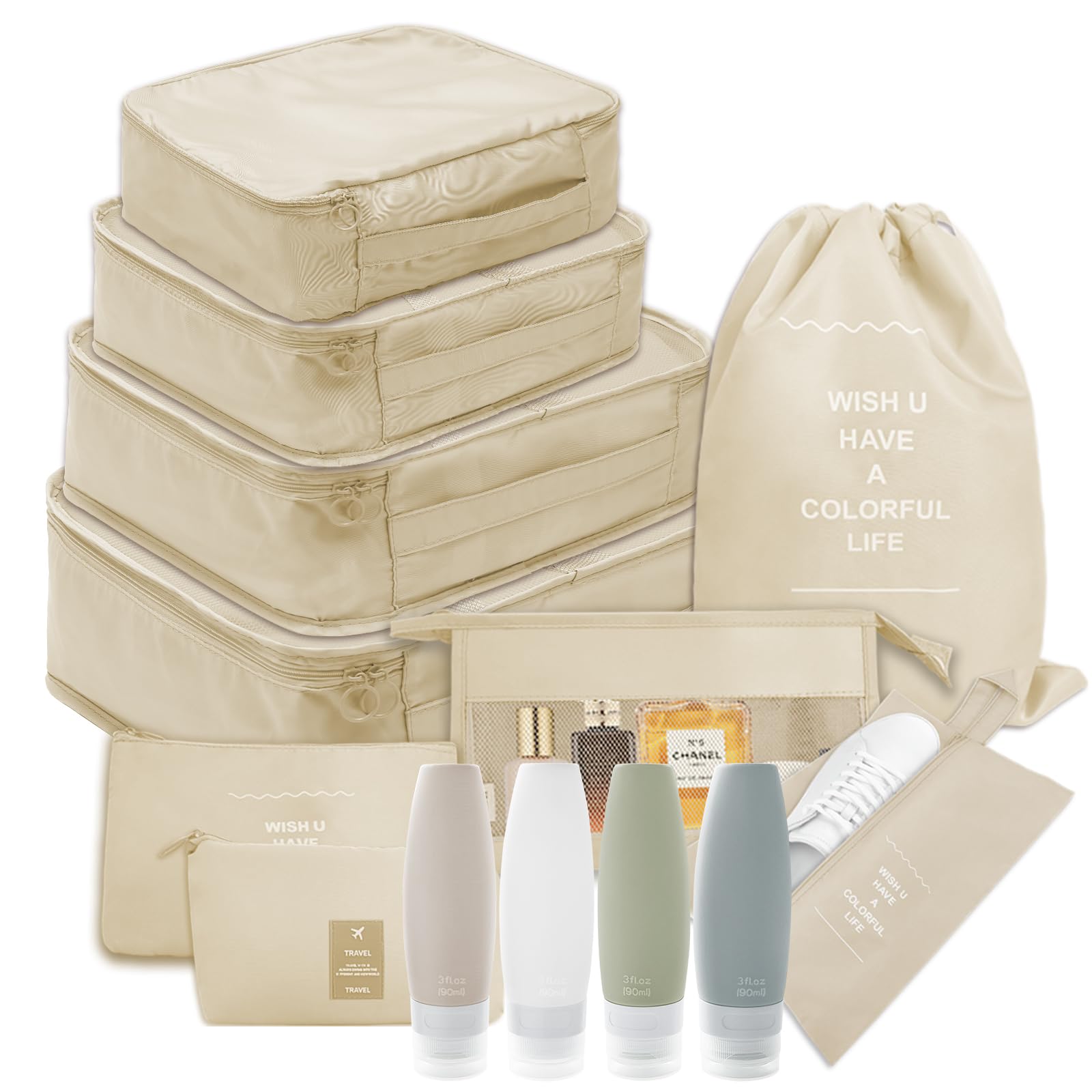 THMINS9 Set Packing Cubes and 4 Set Travel Bottle,Traveling Accessories…