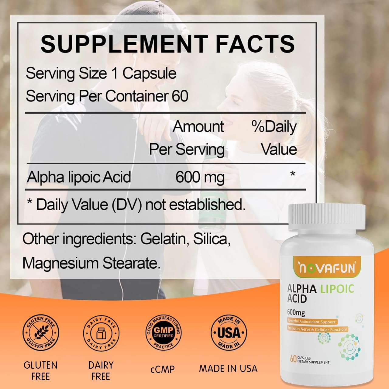 Alpha Lipoic Acid 600mg, Nerve Health Supplement, 60 Capsules — Amazon image 2