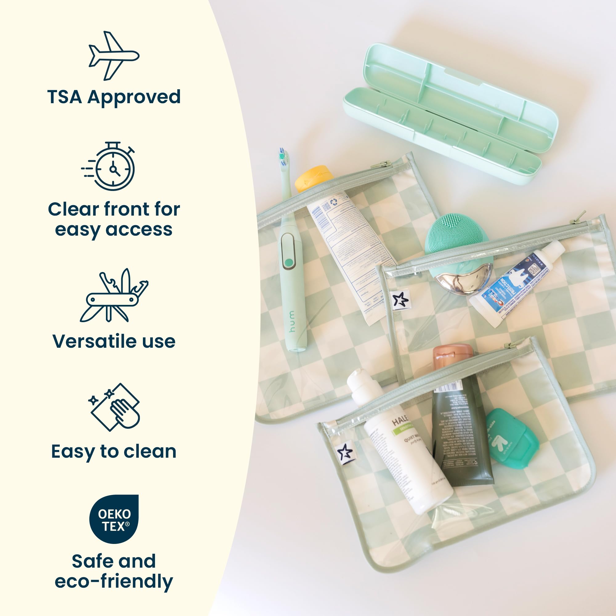 Tiny Twinkle Wickeltaschen-Organisationsbeutel | 3er-Pack auslaufsichere Reise-Organizer-Taschen mit durchsichtiger Vorderseite & TSA-zugelassenes Kulturbeutel-Set für Baby- und Mama-Essentials