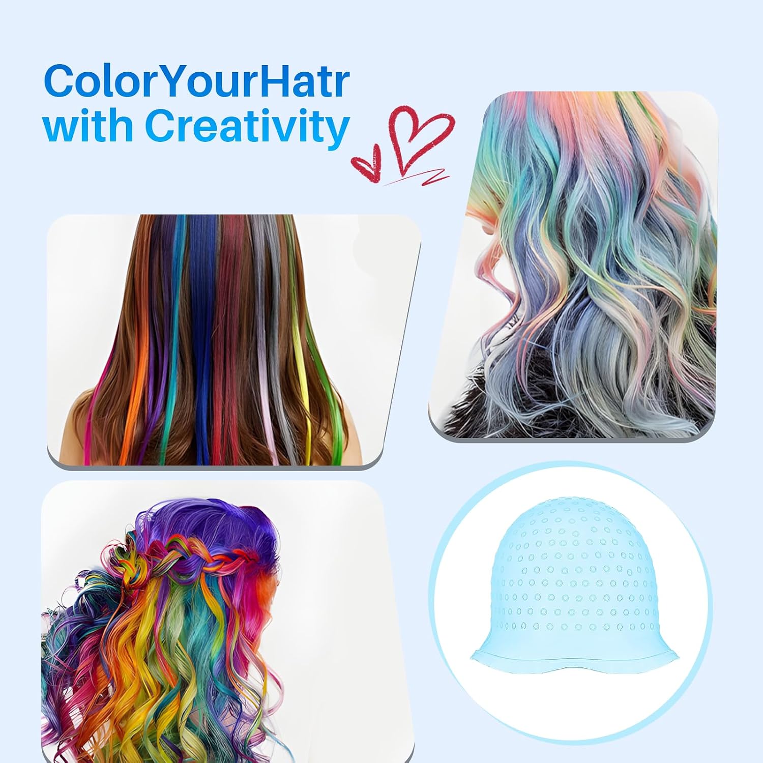 30PCS 3 Sets of Highlight Cap Kit Highlighting Cap Highlight Caps for Har, Reusable, for Men and Women Salon Hairdressing, with Crochet Hook, Hair Brush, Hair Clip, Cape, Shower Cap, Gloves, Earmuffs