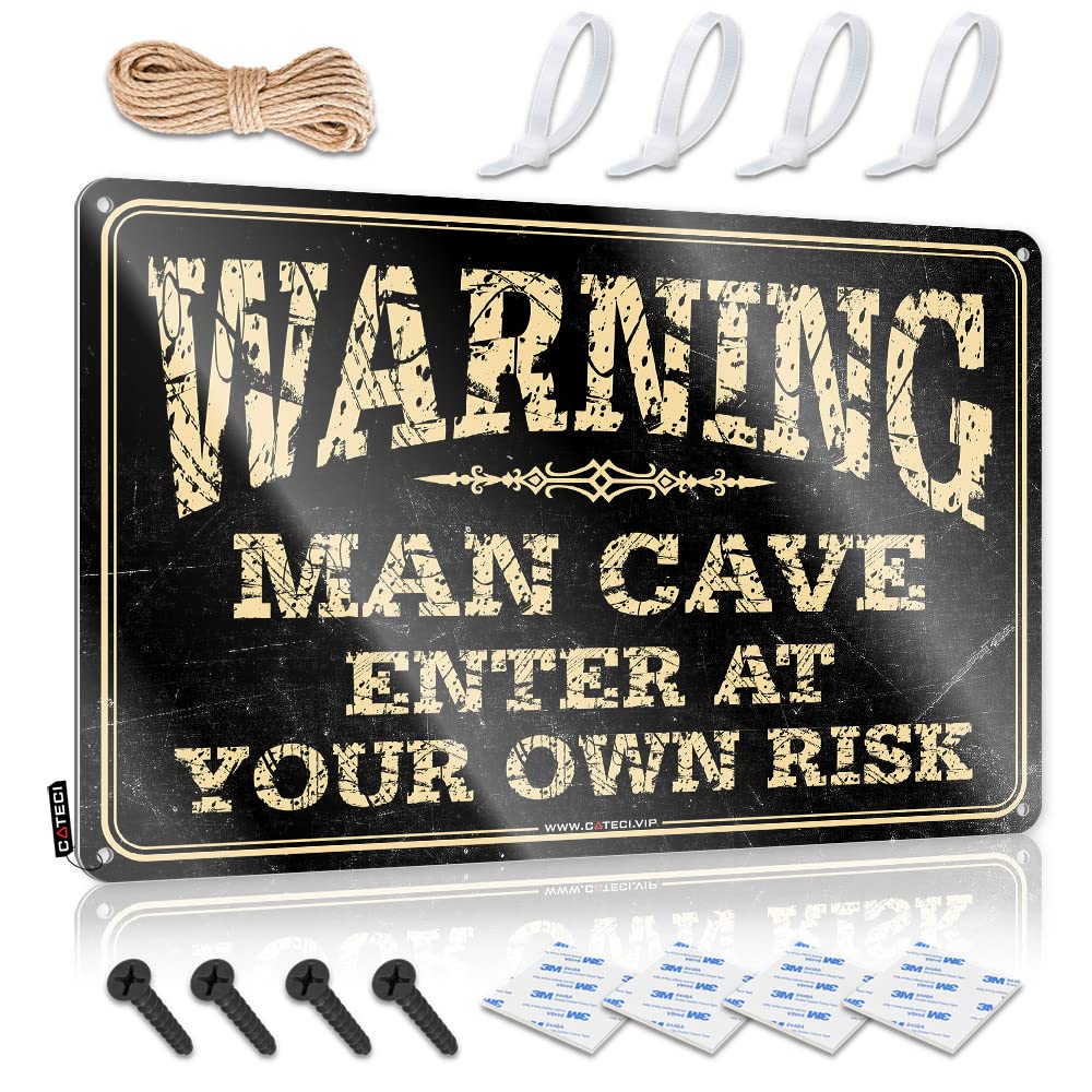 Sarcastic Decor Rustic Wall Poster, Clock Funny Quote Design For Hallway Garage | Best Man Gift Anti-rust Metal Wrning Enter At Your Own Risk(30X40CM)