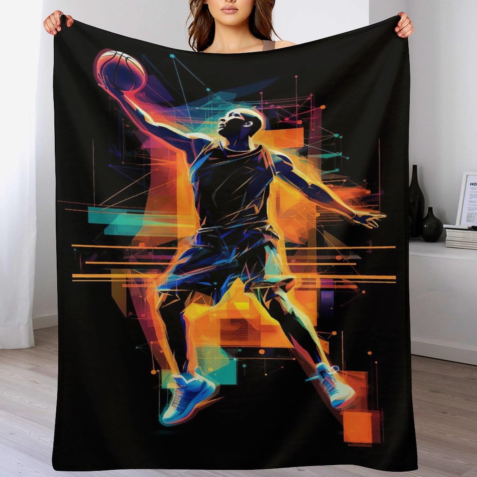 Couverture basket-ball très doux flannel 100x130cm cadeau enfant