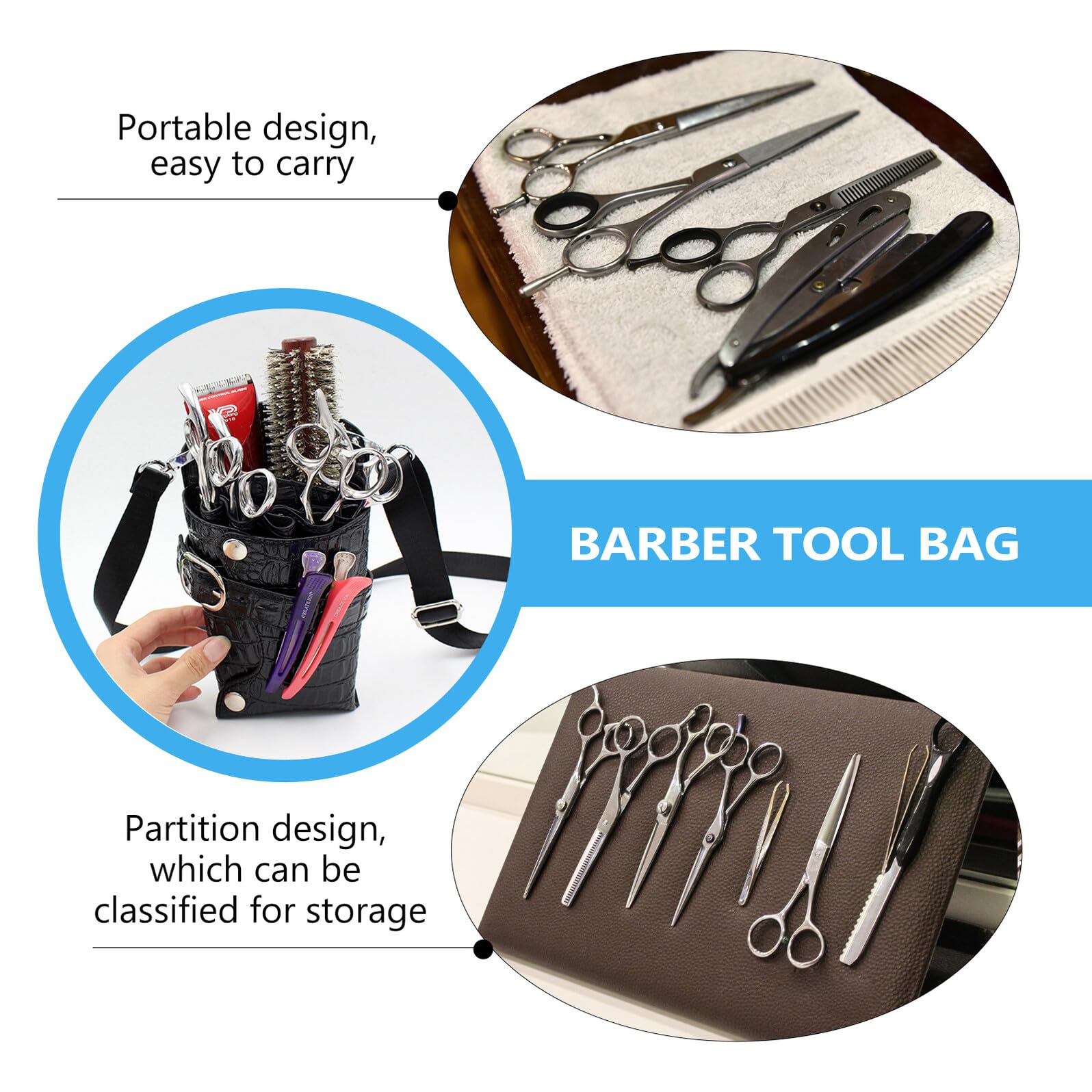Toyvian Professionelle Friseur Taillentasche aus PU mit Mehreren Fächern Tragbare Scherentasche zum Schutz und Aufbewahrung von Friseurzubehör Stilvolles Design für Hairstyler