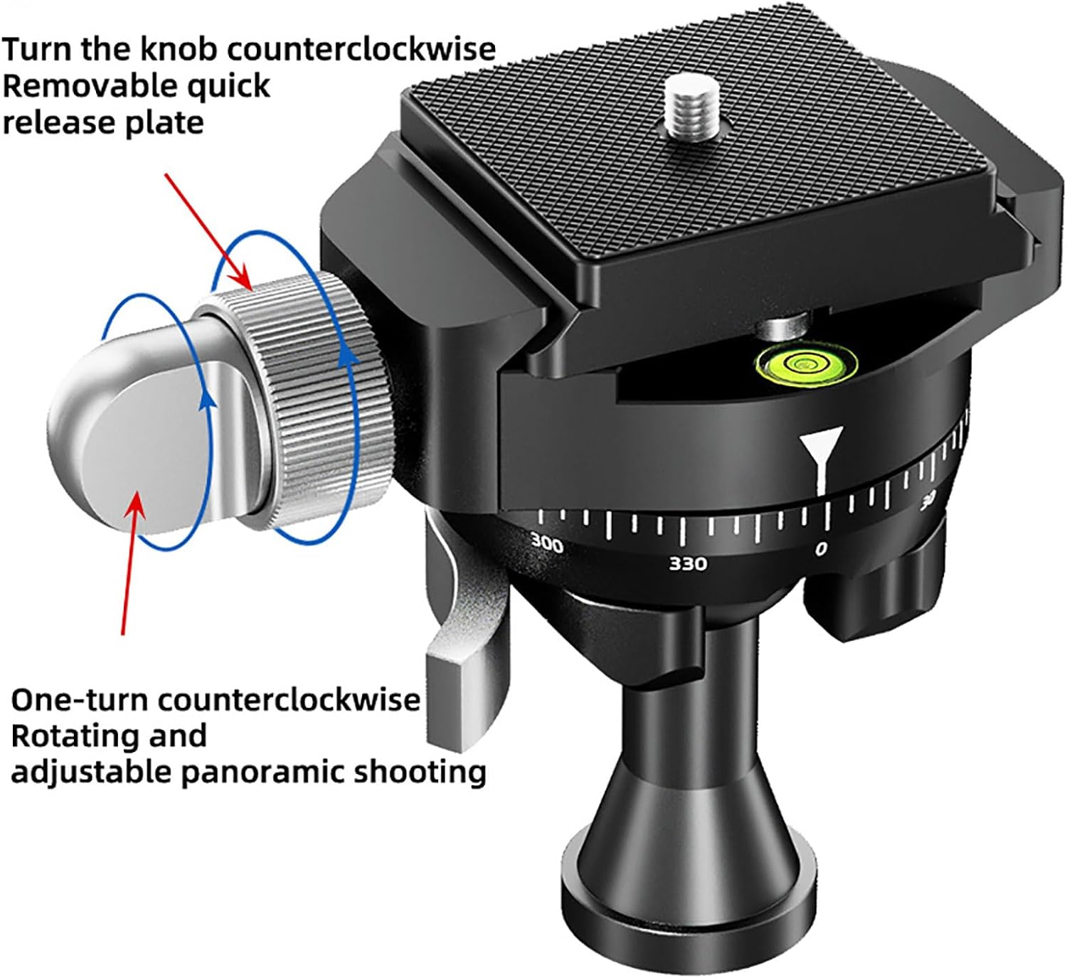 KA18 Panoramic Inverted Spherical Head SLR Camera Photography 360°Flip Pull Buckle Spherical Ballhead
