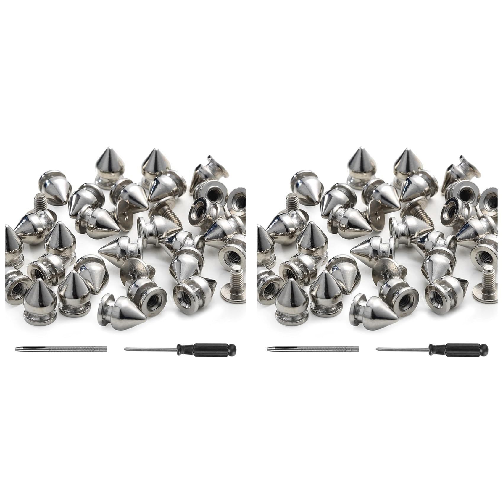 Jnchdghwa Silver 200 Pack Spikes And Studs 9.5Mm Spikes For Clothing Metal Studs Rivets For Leather Punk Spikes Accessories Back