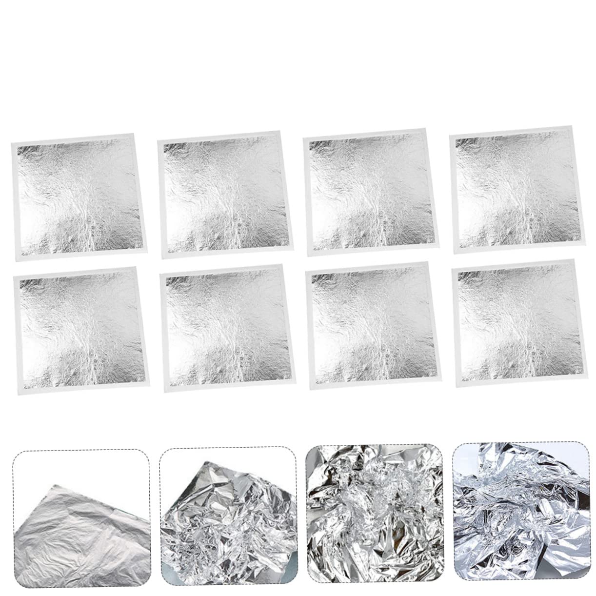 VILLCASE 3sets Metal Foil Silver Leaves Gilding Craft Artwork Tool DIY Decoration Silver Luster Dust Pack 200pcs*3