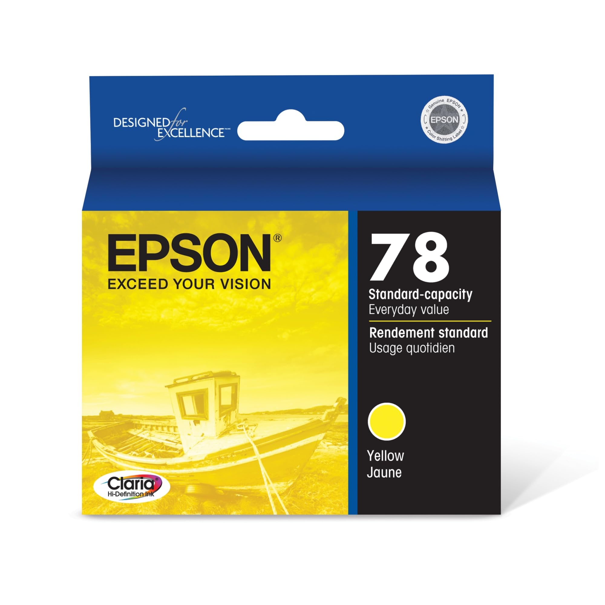 Epson78 Claria Hi-Definition Ink Standard Capacity Yellow Cartridge (T078420) Works with Artisan 50, Photo R260, R280, R380, RX580, RX595, RX680