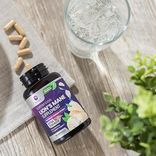 Miniatura 9 de Cápsulas de hongos de melena de león de 10,000 mg - Cápsulas de suplemento de melena de león para apoyo de memoria y enfoque, cerebro, apoyo a la